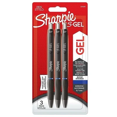 Imagen de SHARPIE S gel Bolígrafos de Punta mediana (0,7 mm) Tinta azul 3 unidades