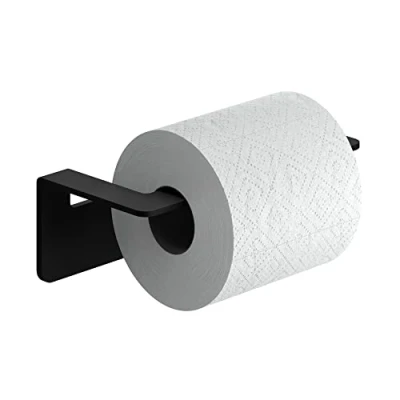 Imagen de WEISSENSTEIN Portarrollos Baño Adhesivo Negro Soporte Papel higienico Acero Inoxidable higiénico Pared Sin Taladro