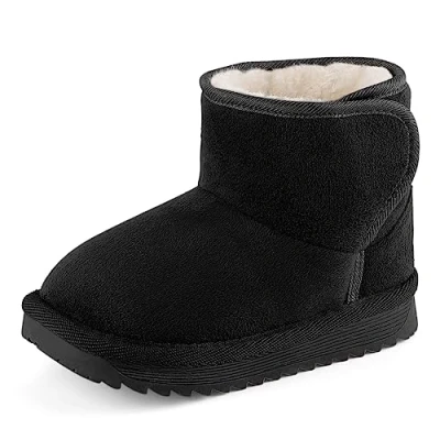 Imagen de MK MATT KEELY Bebé Invierno Zapatos Niños Niña Botas de Nieve Niñito Botines Felpa Negro,21/22 EU (140mm)