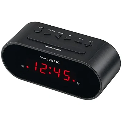Imagen de Majestic SVE 235 Reloj Despertador Digital con Pantalla LED, Doble Alarma, Snooze, Color Negro