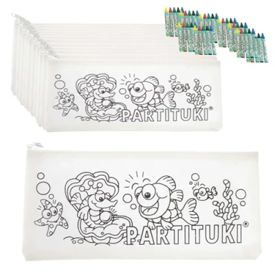 Imagen de Partituki Detalles para Niños 20 Estuches Colorear y Sets de 5 Ceras Colores. Fiestas Infantiles. Con Certificado CE no Toxicidad