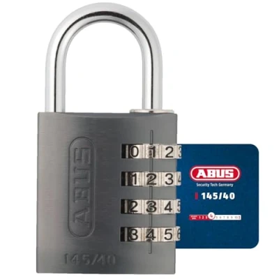 Imagen de Abus 145/40_TITANIO Candado aluminio combinacion 40mm 4 dígitos titanio