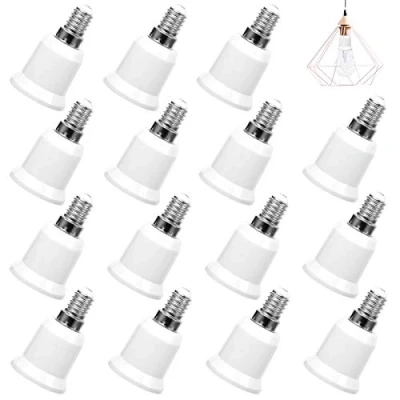 Imagen de 15Pcs E14 a E27 Soporte de la Lámpara, Casquillos lámpara E27, Zócalos para Lámparas LED Halógenas y Ahorro, Adaptador Base Bombillas CFL(Blanco)