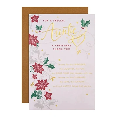 Imagen de Hallmark 25562935 Tarjeta de Navidad para tía, diseño tradicional basado en texto con verso sincero, multicolor