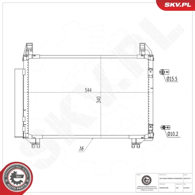 Imagen de ESEN SKV 86SKV477 Condensador con secador Aluminio 544mm TOYOTA: Yaris II Hatchback