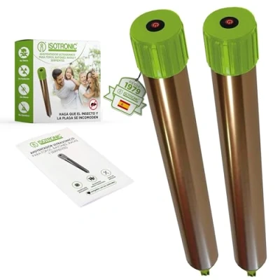 Imagen de ISOTRONIC Ahuyentador ultrasónico contra Topos, campañoles, Ratones, Hormigas y Serpientes Apto para Jardines, Campos, Cultivos, Campos de Golf Funciona con Pilas Alcance 1250 m2 Set 2