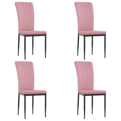 Imagen de vidaXL 4X Sillas de Comedor Restaurante Asientos con Respaldo para Cena Muebles Juego Set Acento Terciopelo Rosa
