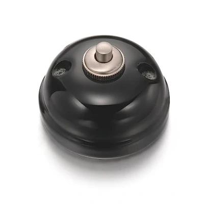 Imagen de Fontini Pulsador de botón vintage para pared Timbre estilo retro hogar, hotel, casa rural u oficina Porcelana negra con negro