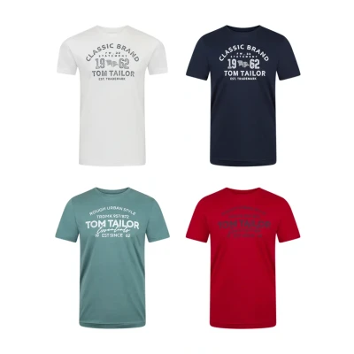 Imagen de TOM Tailor 4 PACK Camiseta estampada, Hombre, Talla: Medium, Dark blue