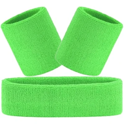 Imagen de Hatstar Juego de 3 bandas para el sudor muñeca y cabeza, diadema hombre mujer (verde)