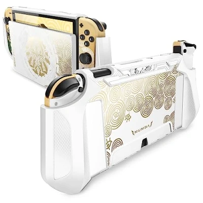 Imagen de Mumba Funda Acoplable para Nintendo Switch [BladeV2] Carcasa Protectora TPU Grip Case de Agarre Compatible con la Consola y Controlador Joy (Platino)