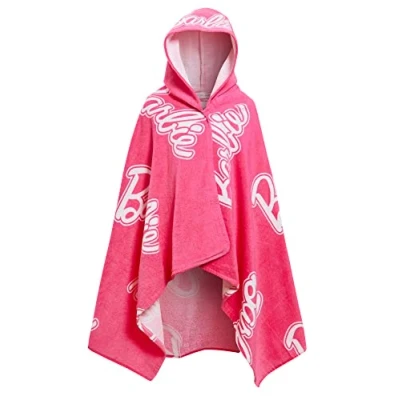 Imagen de Barbie Toalla con capucha para niñas 100% algodón Poncho Gran de playa baño Envoltura nadar Cobertura cambiarse