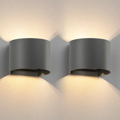 Imagen de ledscom.de 2 x aplique RUNEL para exterior, IP65, luz ascendente/descendente, antracita mate, redondo, 1x G9 máx. 10W