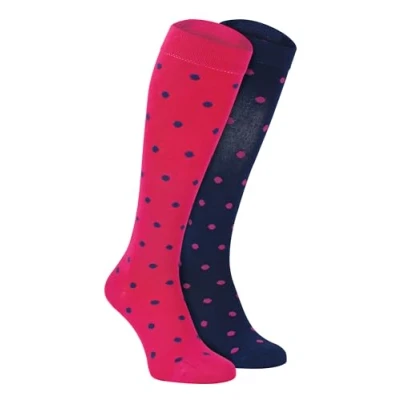 Imagen de Sock Snob 2 Pares Mujer Largo Bambú Calcetines Altos Lleno de Color Rodilla para Verano (37 40, Polka Dot)