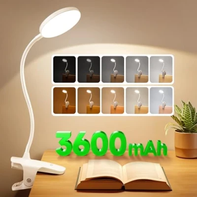 Imagen de One Fire Flexo Escritorio, 450 LM+36 Led Lampara Escritorio Led, 25 Modos Escritorio,3600mAh USB Luz Led,360 Pinza Lectura