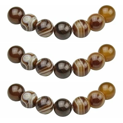 Imagen de MJDCB 6mm 60 piezas Cuentas de Piedra Ágata Rayada Marrón Redondas Sueltas Piedras Semipreciosas Naturales para Hacer Joyas Pulseras Collares