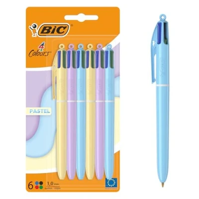 Imagen de BIC 4 Colores Pastel Bolígrafos de Punta Media (1,00 mm) Pack 6 Uds Crea papeleria bonita Ideas regalos creativos