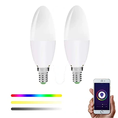 Imagen de SMARTFY Bombilla Inteligente WiFi E14 Casquillo Fino LED RGBW compatible con Alexa, Google Home, Smart Life, Tuya, Multicolor Regulable 6W (2)