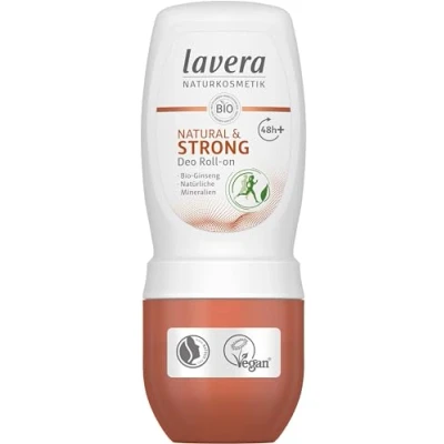 Imagen de Lavera desodorante Roll on natural &amp; Strong 48+ h vegano Cosmética Ginseng orgánico y minerales naturales sin aluminio Protección fiable 48 horas de 50 ml
