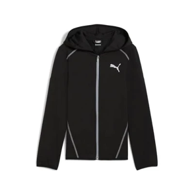 Imagen de Puma Active Sports Hoodie FULL ZIP Unisex Sudadera con cremallera para niños, Talla: 11 12a, Black