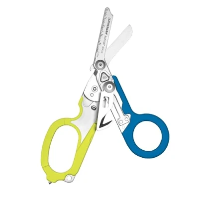 Imagen de Leatherman Raptor Rescue Tijeras de rescate multiherramienta con 6 funciones prácticas, ideal para uso profesional en o tareas diarias, color azul y amarillo