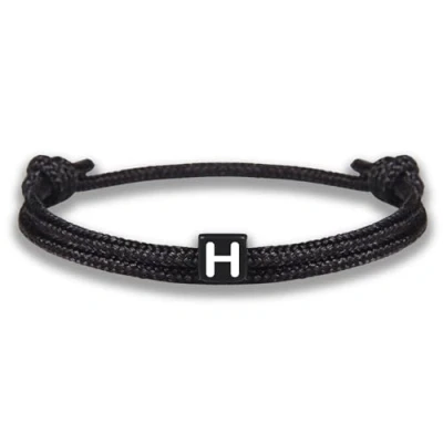 Imagen de GD GOOD.designs Pulsera de cuerda con letras la amistad negra ajustable tamaño 14cm 24cm Inicial H