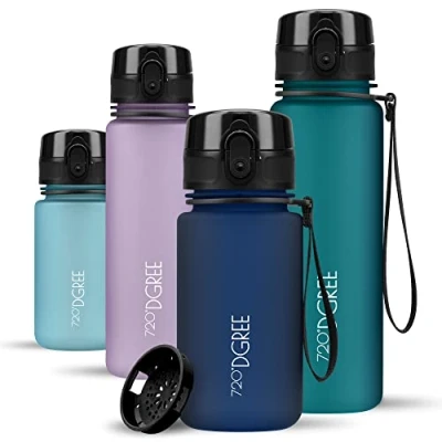 Imagen de 720DGREE Botella Agua Niños 350ml “uberBottle“ Tamiz Fruta, softTouch Sin BPA, Prueba de Fuga, Reutilizable Cantimplora ligera Water Bottle ideal para Escuela Infantil, Niña, Joven, 3 Años