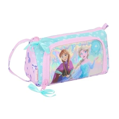 Imagen de Safta Frozen Cool Days Portatodo con Bolsillo Desplegable Lleno, Estuche Infantil, Niño, Ideal para Niños en Edad Escolar, Cómodo y Versátil, 20x8.5x11 cm, Color Violeta/Celeste
