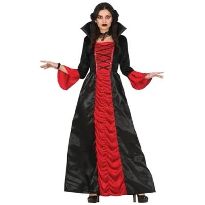 Imagen de FIESTAS GUIRCA Disfraz de Condesa Vampiresa Vestido Largo Elegante Rojo y Negro para Mujer Adulta Talla M 38 40