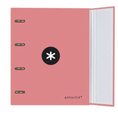 Imagen de CARPETA CON RECAMBIO LIDERPAPEL ANTARTIK A4 CUADRO 5MM FORRADA 4 ANILLAS 40MM REDONDAS COLOR CORAL