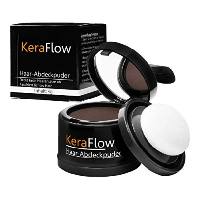 Imagen de KeraFlow Polvo de raíz Corrector para densificar el cabello ocultar la línea del color contra zonas claras 4 g (Marrón Medio)