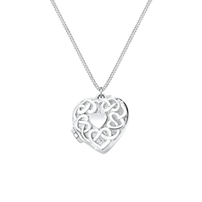 Imagen de Elli Collares Mujer con Colgante de Medallón Corazón Adornado Plata Ley 925