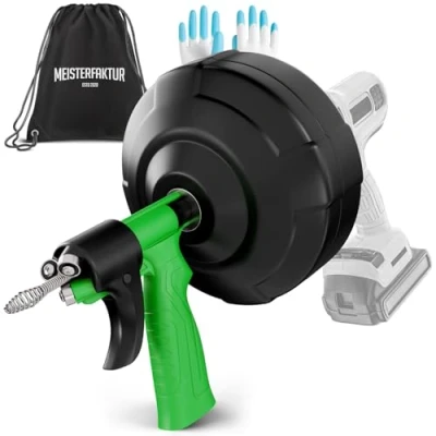 Imagen de Meisterfaktur Desatascador Tuberias [7,5M] Función Automática Espiral para Desatascar ¡Espiral Limpiador de Desagües y Tuberías Aficionados al Bricolaje!