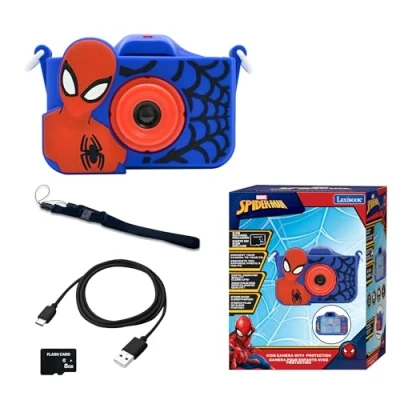 Imagen de Lexibook, Spider Man, Cámara 4 en 1 para niños con protección, Funciones de Foto, Video, MP3 y Juegos, 15 Marcos Personalizar Tus Fotos, Tarjeta Memoria 8 GB incluida (DJ078SP)