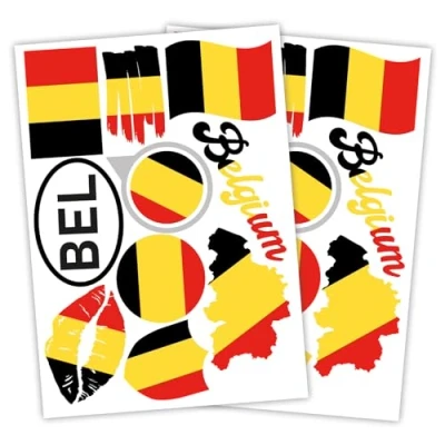 Imagen de Finest Folia Juego de 2 pegatinas bandera país DIN A4, para coche, moto, pegatinas, país, autoadhesivas, resistentes a la intemperie, R217 (07 Bélgica)