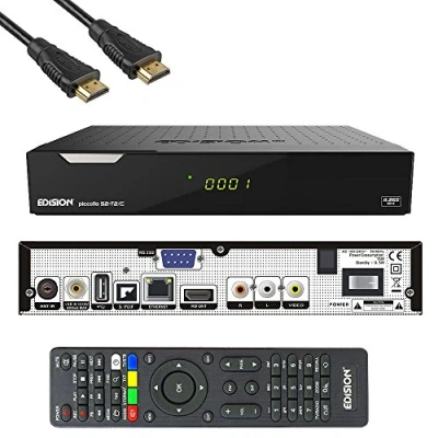 Imagen de Edision PICCOLLO S2+T2/C Combo Receptor H.265/HEVC (DVB S2, DVB T2, C,) CI Full HD USB negro incluye cable HDMI