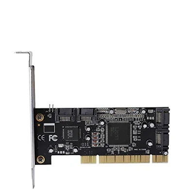 Imagen de Fdit Tarjeta PCI a 4 Puertos SATA Raid controladora Chipset Sil3114 Velocidad de transmisión 1,5 Gbps, con Unidad CD