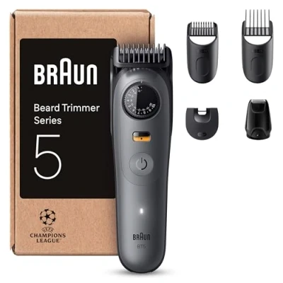 Imagen de Braun Recortadora De Barba Series 5 BT5525, Barbero Recargable Resistente Al Agua, +5 Accesorios Afeitado, 120 Min Autonomía, 40 Longitudes, Lámina Ultra Afilada, Gris