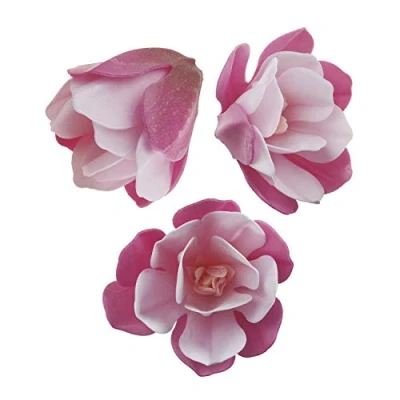 Imagen de Dekora 6 Magnolias Comestible Decoración de Tartas Cumpleaños Caseras Fácil para Obtener un Pastel con Flores Color Rosa 6,5 7 cm, (126150)