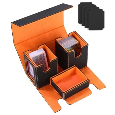 Imagen de Azyvum Deck Box para Magic The Gathering, con Ventana de Visualización, Commander Caja Cartas coleccionables 200+ Compartimento Dados 4 divisores