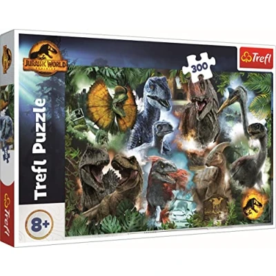 Imagen de Trefl 300 Piezas Dinosaurios, Parque Jurásico, Entretenimiento Creativo, Diversión para Niños a Partir de 8 años Puzzle, Color Jurassic World Dominion, Favoritos (23013)