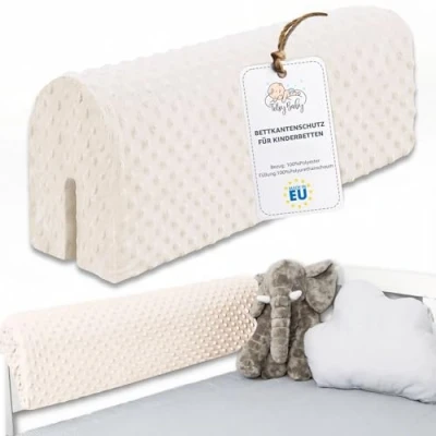 Imagen de Totsy Baby Chichoneras Cuna Parachoques cunas Bebe 50 cm Protector Anti caida y Golpe Espuma de Barrera Seguridad niños niñas para Cama Protection Valla Borde Infantil Beige Claro