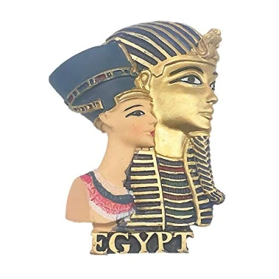 Imagen de Imán para nevera 3D con diseño de faraón egipcio y reina Egipto, regalo recuerdo decoración del hogar la cocina, adhesivo magnético manualidades, Egipto
