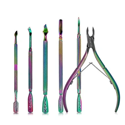 Imagen de KADS 1pieza Empujador Levantador de Cutículas Cutícula Removedor gancho delgado Acero Inoxidable color mágico set