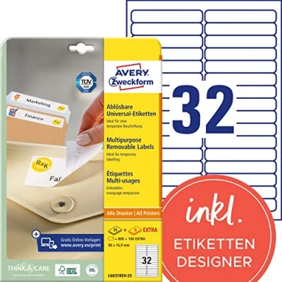 Imagen de Avery Removable Labels 96 x 16,9mm (25) Etiquetas de impresora (96 16, 9mm)