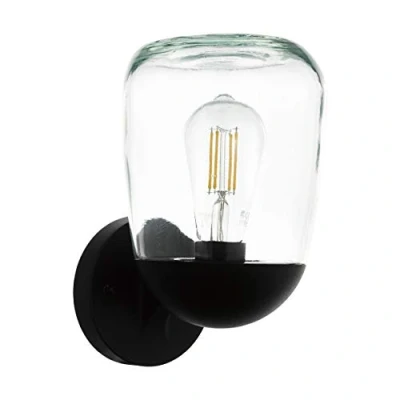 Imagen de Eglo Donatori, lámpara de pared para exterior, 1 vintage, retro, aluminio, plástico en negro y cristal transparente, exterior con casquillo E27, IP44
