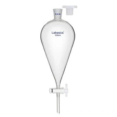 Imagen de Labasics Vidrio Borosilicato 1000 ml Embudo Separador Cónico de Pared Pesada con Juntas 24/29 y Llave Paso PTFE