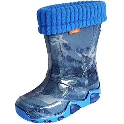 Imagen de Demar Botas de lluvia para niños y niñas, con forro polar cálido, ligeras, unisex, Jeans Star, 31/31 EU