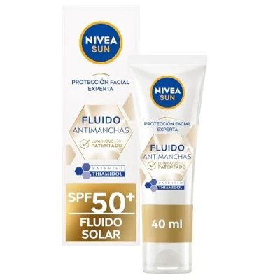 Imagen de NIVEA SUN Fluido facial Solar antimanchas Luminous 630 FP50+ (1 x 40 ml), crema con protección solar, protector Thiamidol patentado y ácido hialurónico