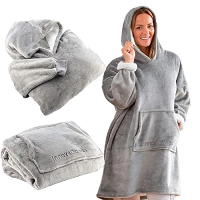 Imagen de InnovaGoods® Sudaderas mujer con capuchas, sudadera oversized forro polar Swug, caliente, suave y comoda, batamanta diseño de capucha polar. Talla Única.